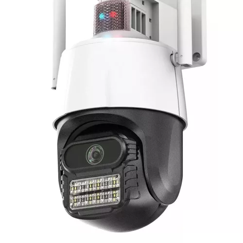 Titan 360' 5MP WiFi PTZ kültéri biztonsági kamera – iCSee, éjjellátás, mozgáskövetés, IP66 - fehér-fekete