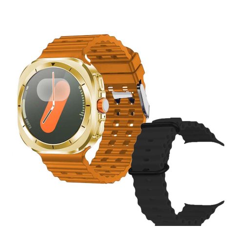 A25 ULTRA Okosóra arany dial - narancssárga,fekete szilikon szíjjal
