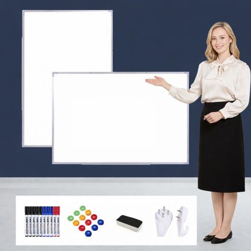 Kétoldalú mágneses fehértábla – falra akasztható, letörölhető írótábla otthonra, irodába és oktatáshoz, 90x120 cm