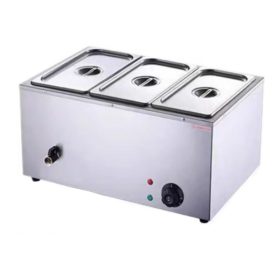   Elektromos ételmelegítő melegentartó – 3 rekeszes, rozsdamentes acél