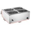 Elektromos ételmelegítő melegentartó – 4 rekeszes, rozsdamentes acél