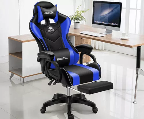 Likeregal 920 gamer szék lábtartóval kék masszázs funkcióval