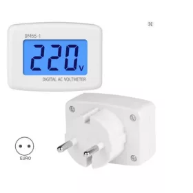   AC 110V–220V Digitális Voltmérő – EU szabványos csatlakozóval, LCD kijelzővel