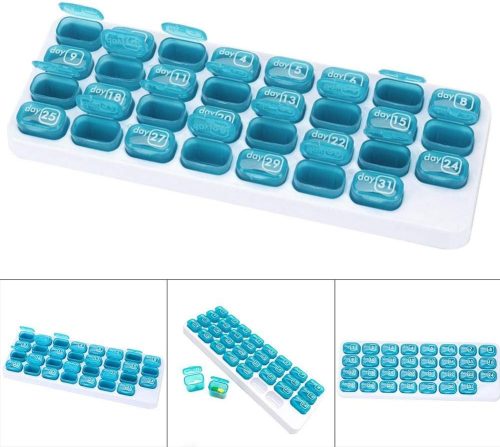 31 napos gyógyszeradagoló kivehető rekeszekkel