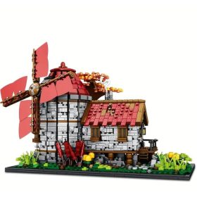   2296 db-os Középkori Szélmalom Építőjáték – Nagyméretű Épületmodell