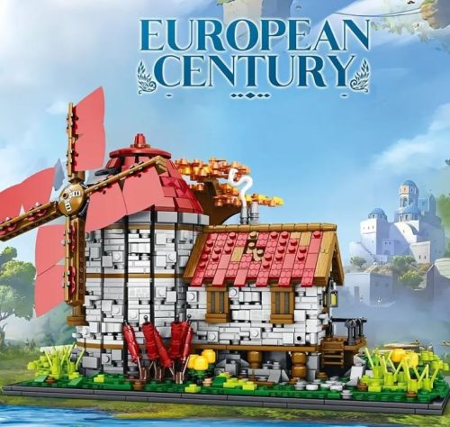 2296 db-os Középkori Szélmalom Építőjáték – Nagyméretű Épületmodell