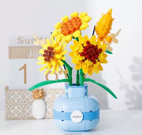 Balody Napraforgó – Mini Blocks Virágváza Építőjáték (559 db) - Aromaterápiás Funkció