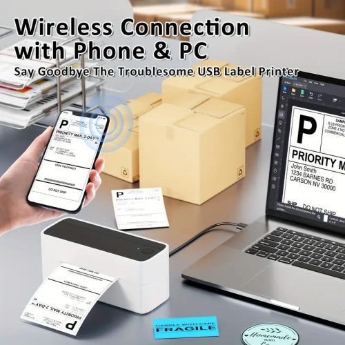 Phomemo Vezeték Nélküli Hőcímke Nyomtató (10,16 × 15,24 cm) -zöldeskék