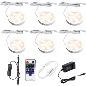   AIBOO Dimmelhető LED szekrényvilágítás – Hideg fehér + RGB, távirányítóval (6 db ultralapos lámpa)