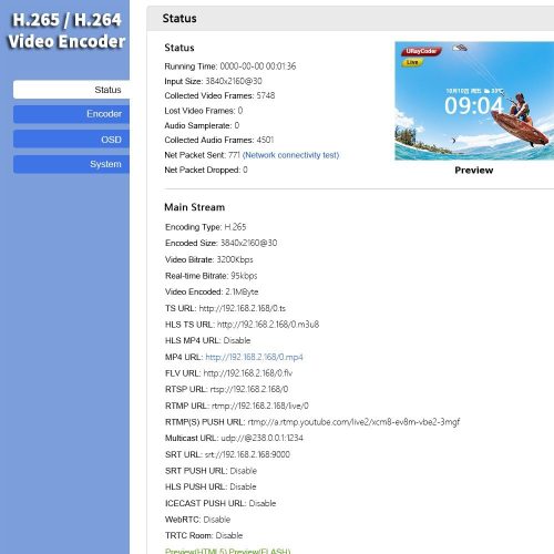 URayCoder UHE265-1L-4K - Professzionális hardveres video- és audioenkóder élő közvetítéshez