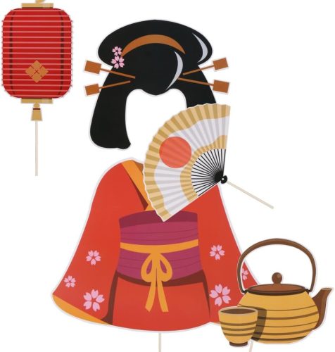 20 db-os Japán Tea Party Photo Booth Kellék Szett