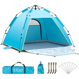   Cflity Pop Up Strand Sátor – 1-2 személyes, automata, UV50+ védelemmel 160 × 140 × 120 cm