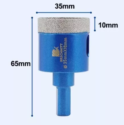 BRSCHNITT 35 mm gyémánt körkivágó / koronafúró üveghez, csempéhez, kerámiához, márványhoz – 3 db-os szett