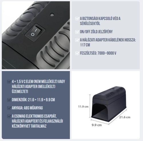 Elektromos egércsapda,patkánycsapda