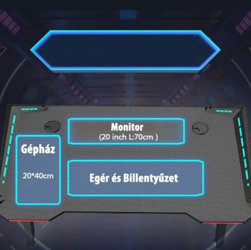 Apollon R5 Beépített ledes Gamer asztal 140cm*60cm*73cm