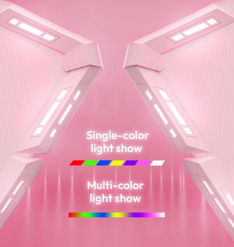 Dowinx RGB Gamer számítógépasztal, 120x60 cm, pink- Pohártartó, fejhallgató tartó, távirányító