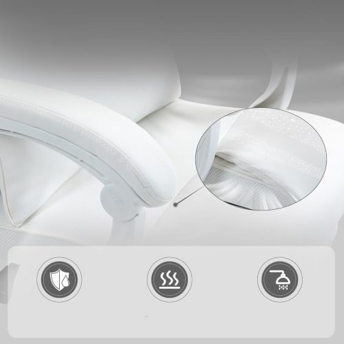 Dowinx Vezetői szék, fehér - Lábtartóval, állítható derék- és fejtámasszal