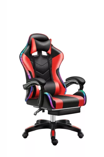 Likeregal 920 LED gamer szék lábtartóval piros masszázs funkcióval