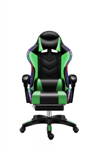 Likeregal 920 LED gamer szék lábtartóval zöld masszázs funkcióval