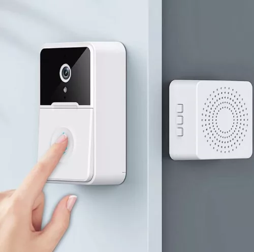SmartCom Okos vezetéknélküli kapucsengő beltéri vevővel,fehér szín