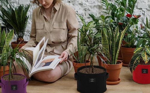  Laxllent Textil virágcserép piros 2 nagy 2 kicsi lila szín