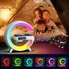 Multimédiás bluetooth hangszoró, vezeték nélküli töltőpad, ébreszőóra, RGB LED LÁMPA