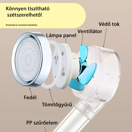 Homeland színes LED-es zuhanyfej