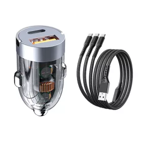   120 W autós töltő szett,  kétportos autós töltőadapter + töltőkábel