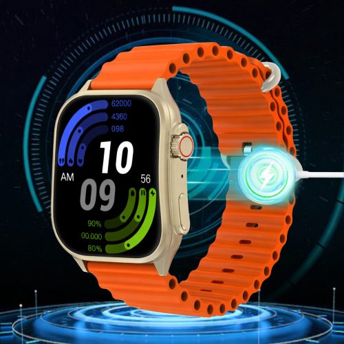 Laxasfit H7 Okosóra Bluetooth-hívás funkcióval, pulzusmérővel, lépésszámlálóval, alvásfigyelővel, ívelt kijelzővel, szabadtéri sportokhoz, narancs